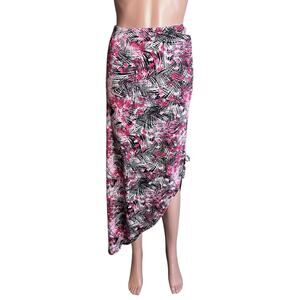 Guess Vintage Floral Asymmetrical Maxi Skirt Beach Cover Up Coastal Tropical XS